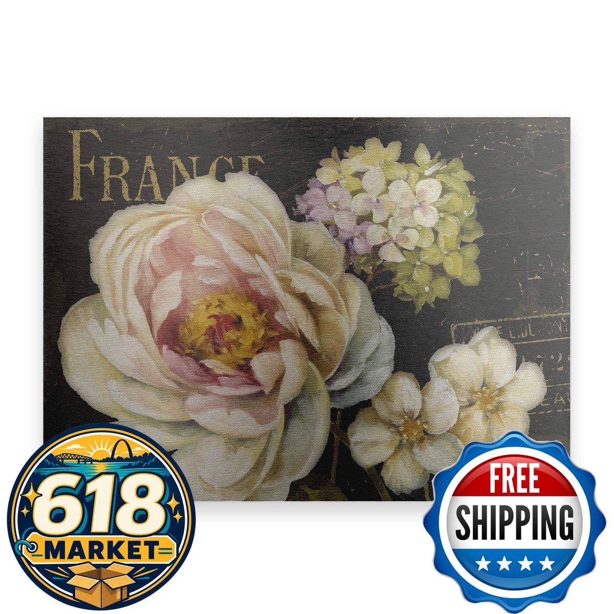 Trademark Fine Art Marche de Fleurs on Black Brushed Aluminum 16x22 Lisa Audit