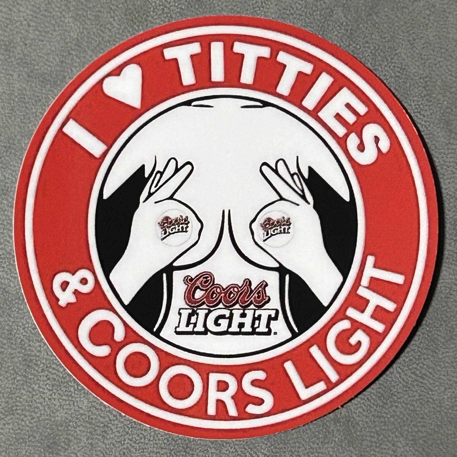 I Love Titties And Beer Sticker Funny Round Brewery Brewing Heart