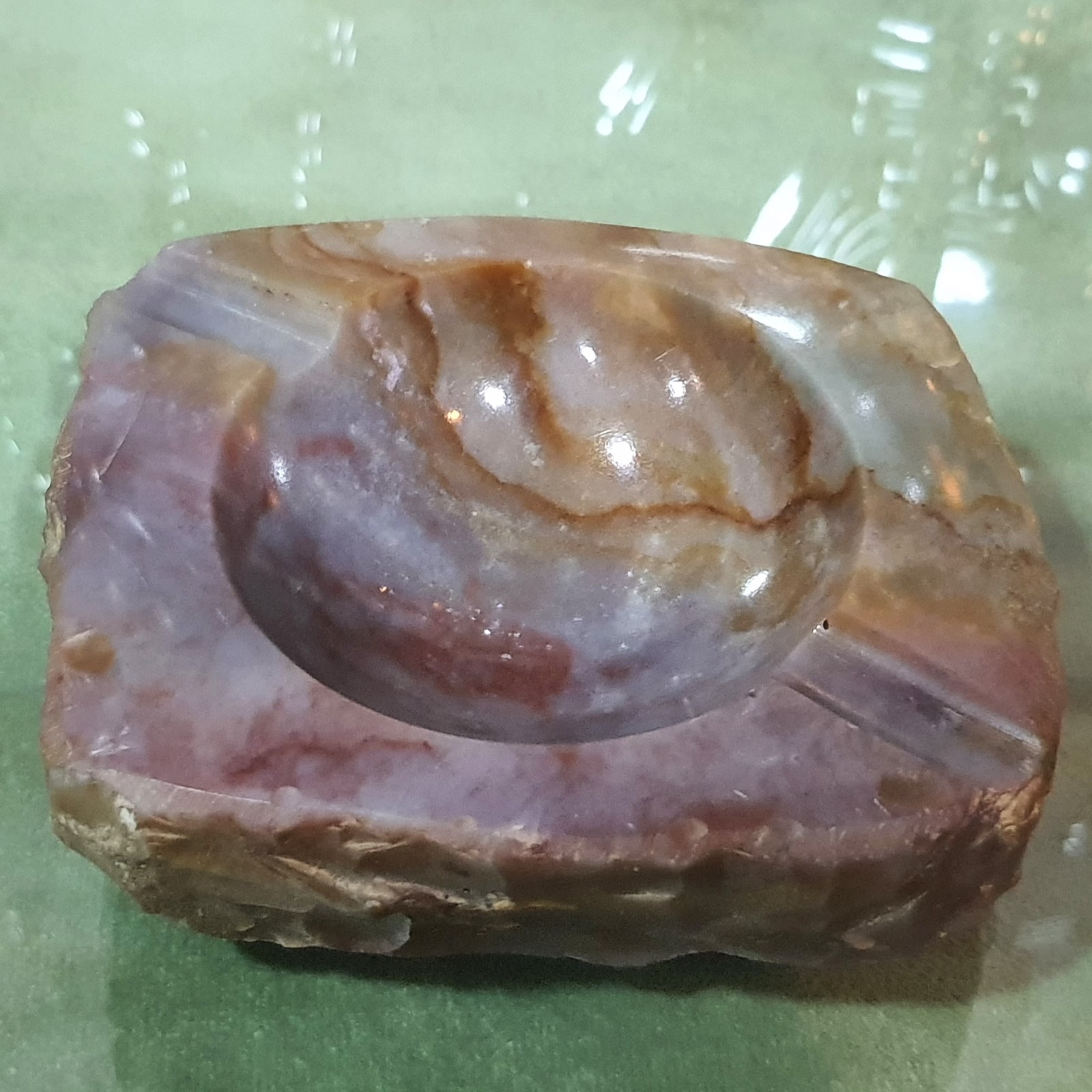 Rare Find Antique Unused Handmade Stone Ashtray. 4\