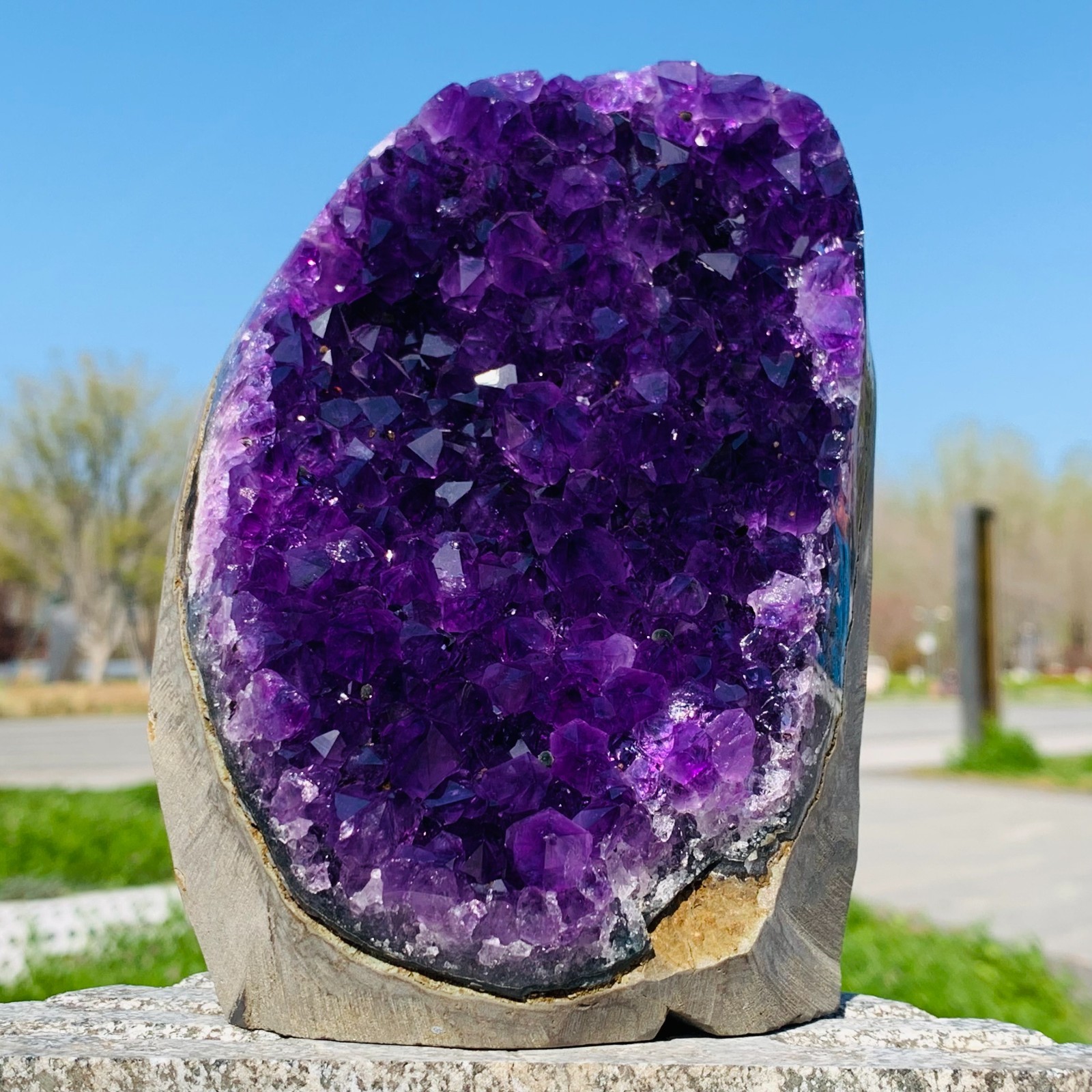 4.4LB Natural Amethyst geode quartz cluster crystal specimen Healing