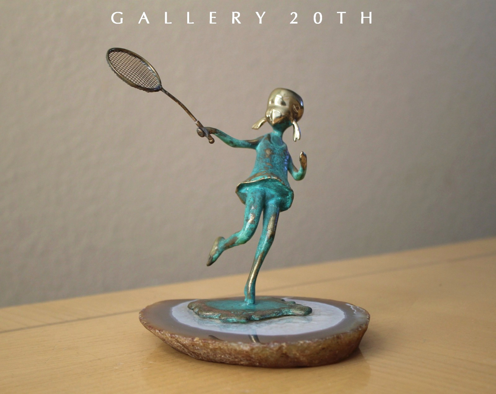 ICONIC MID CENTURY TENNIS GIRL BRONZE SCULPTURE VTG MALCOLM MORAN JERE ERA MCM