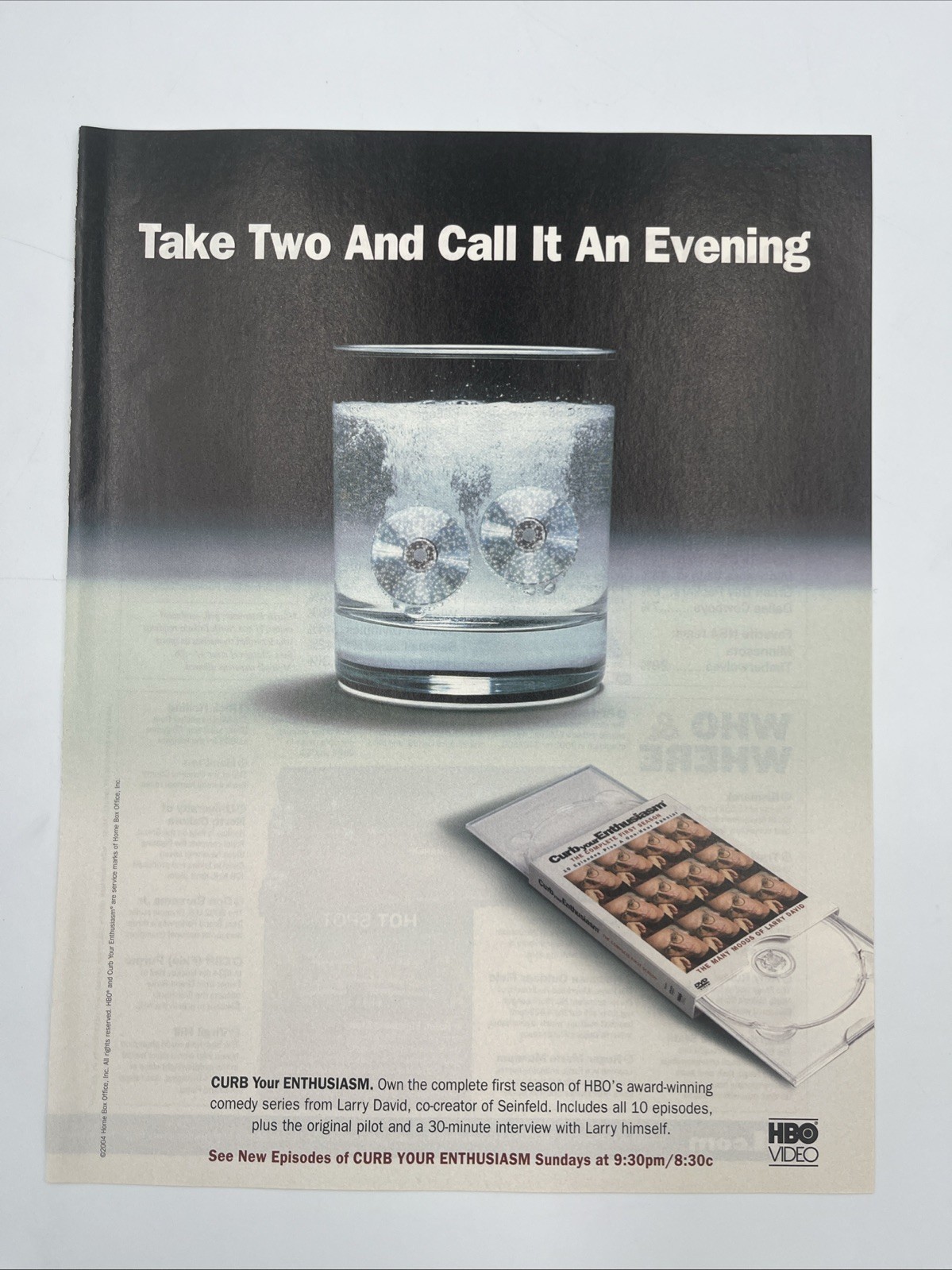 2004 Magazine Print Ad Advertisement Curb Your Enthusiasm TV DVD Larry David Vtg