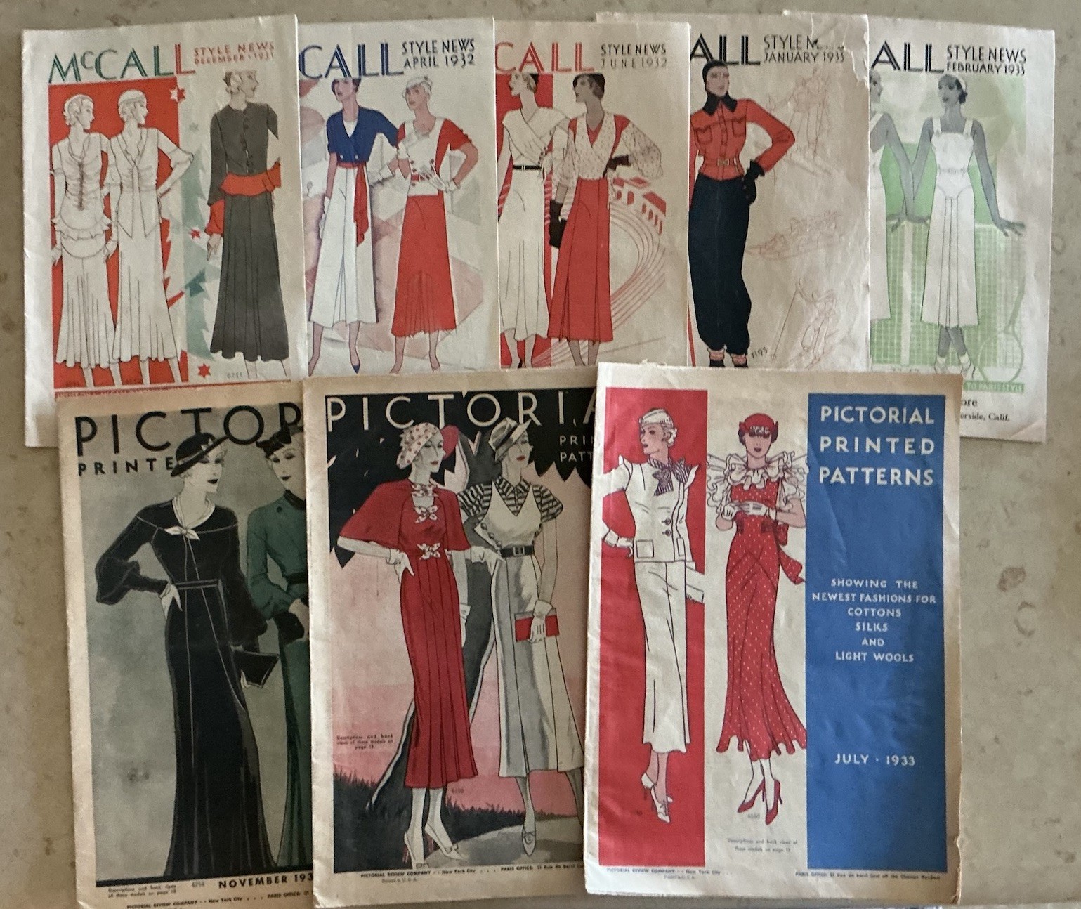 8 Vintage 1932-33 Reynolds Riverside CA Fashion Catalogs McCall Pictorial