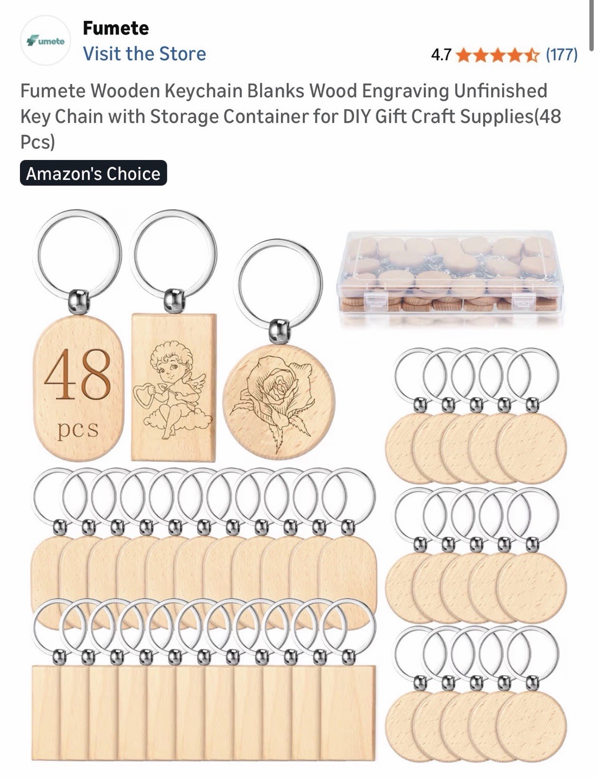 24 PIC Wooden Keychain Blanks Wood Engraving Unfinished Key Chain with Storage