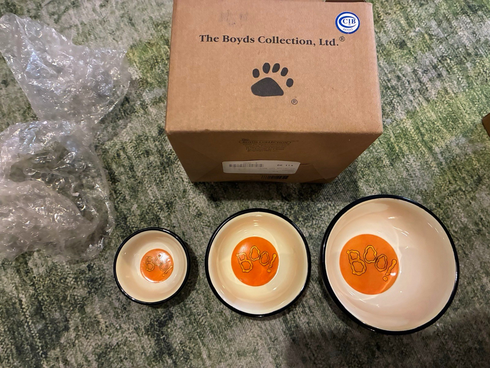The Boyds Collection Ltd. Cornelius' Cat Bowls Ceramic 3pc Halloween 3-5in