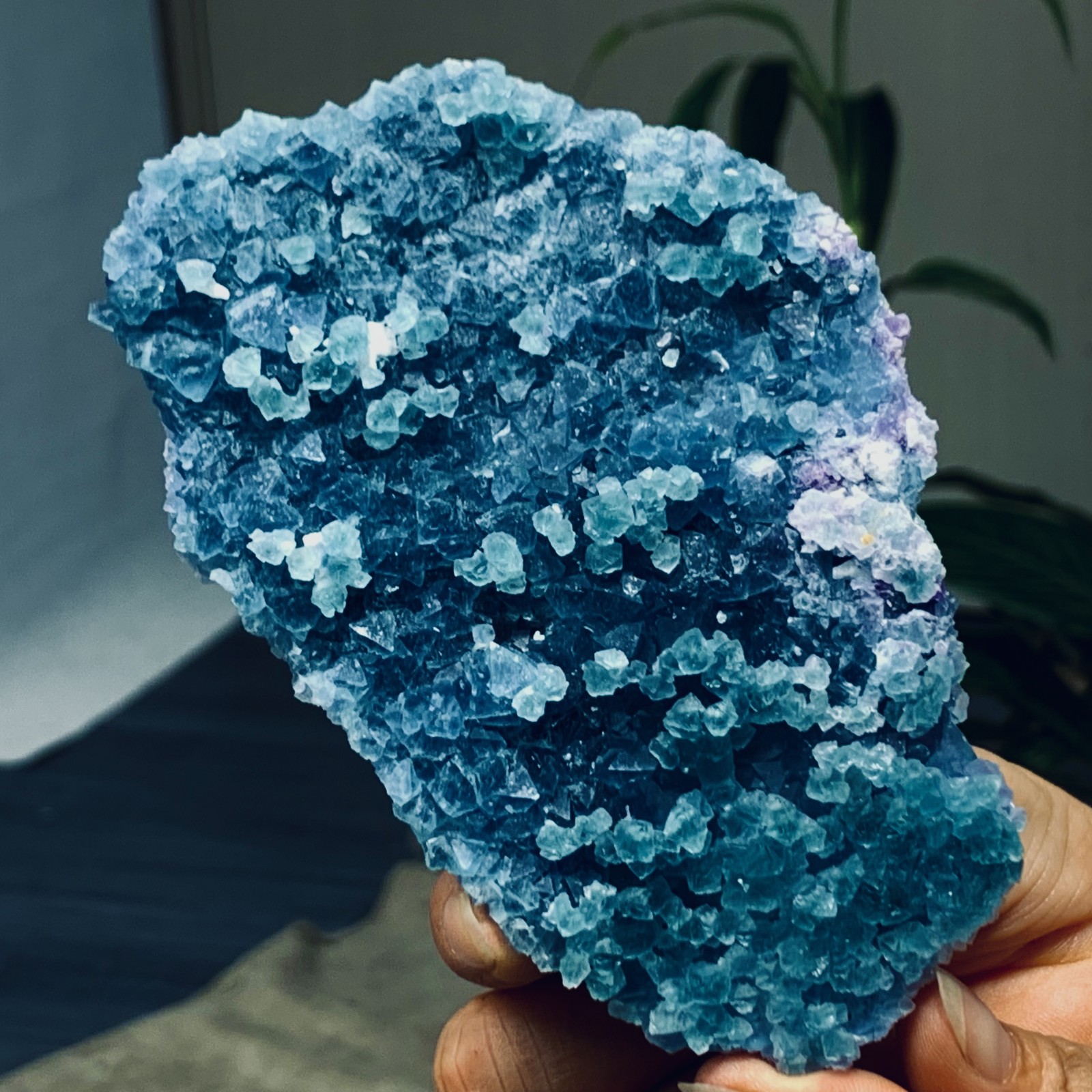 168G Natural transparent purpleblue cubic fluorite mineral crystal sample/China