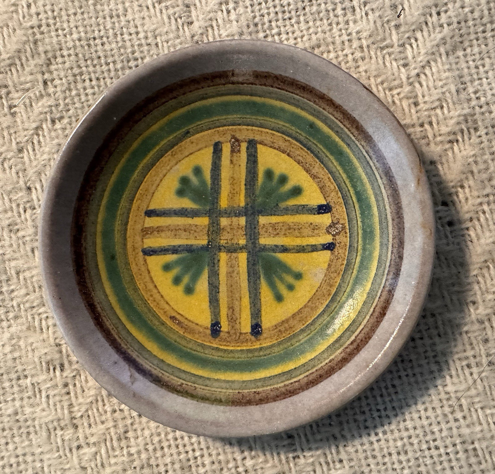 Edgar Littlefield Kilns Ohio Studio Pottery Trinket Dish MCM Folk Art 4.25\