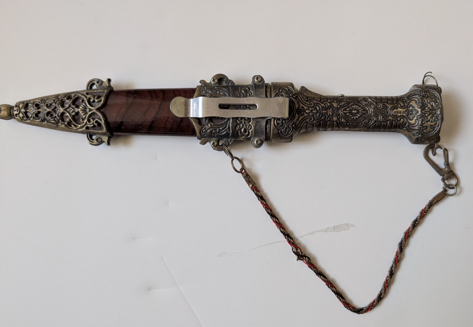 Ornate Dagger Knife with Sheath – Asian Design Decorative Collectible Origin Unk