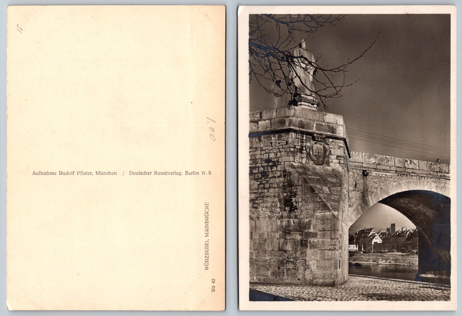 Würzburg Mainbrücke RPPC Postcard - Rudolf Pfister, Deutscher Kunstverlag