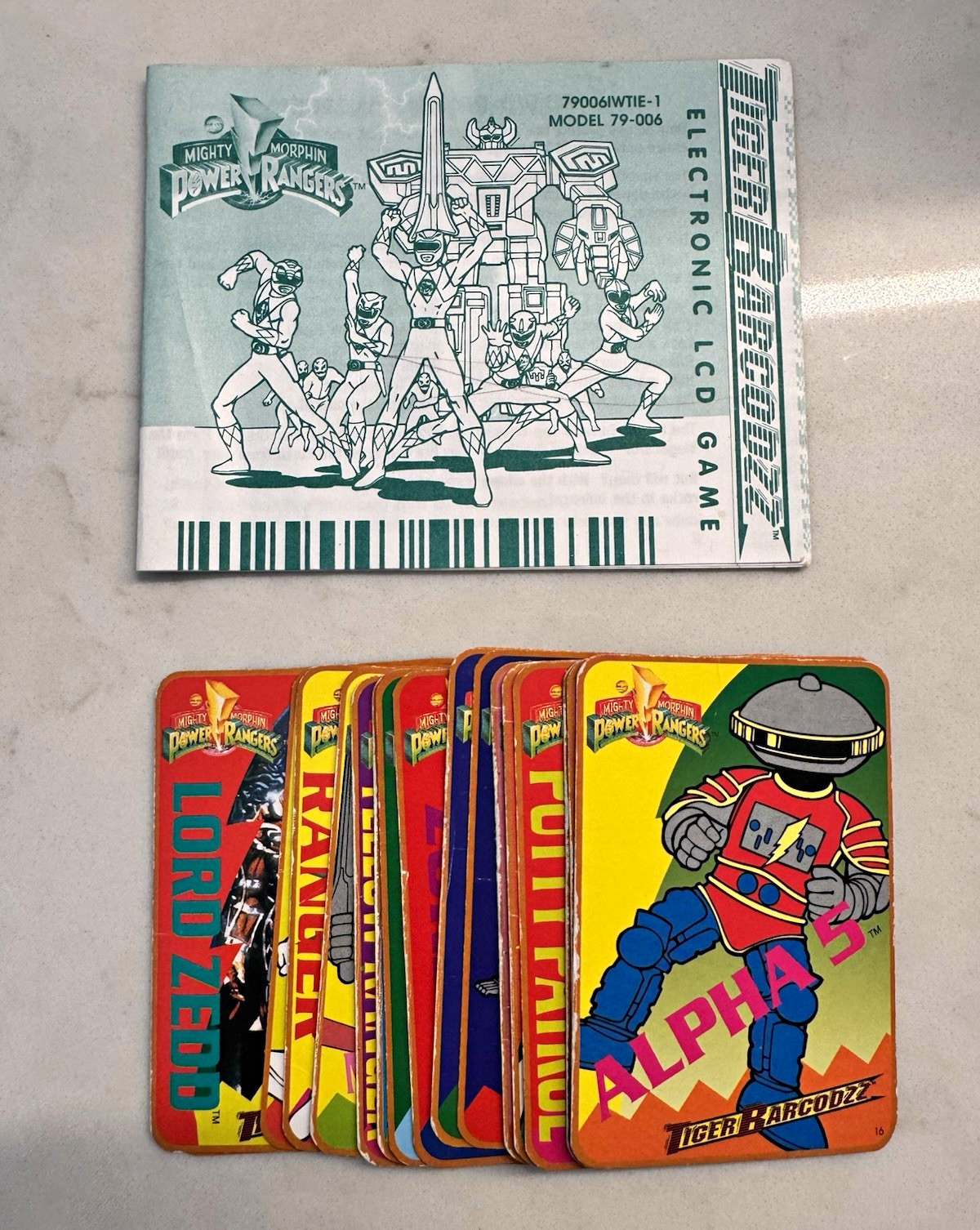 1994 Tiger Barcodzz Mighty Morphin Power Rangers 21/24 Cards + Manual RARE