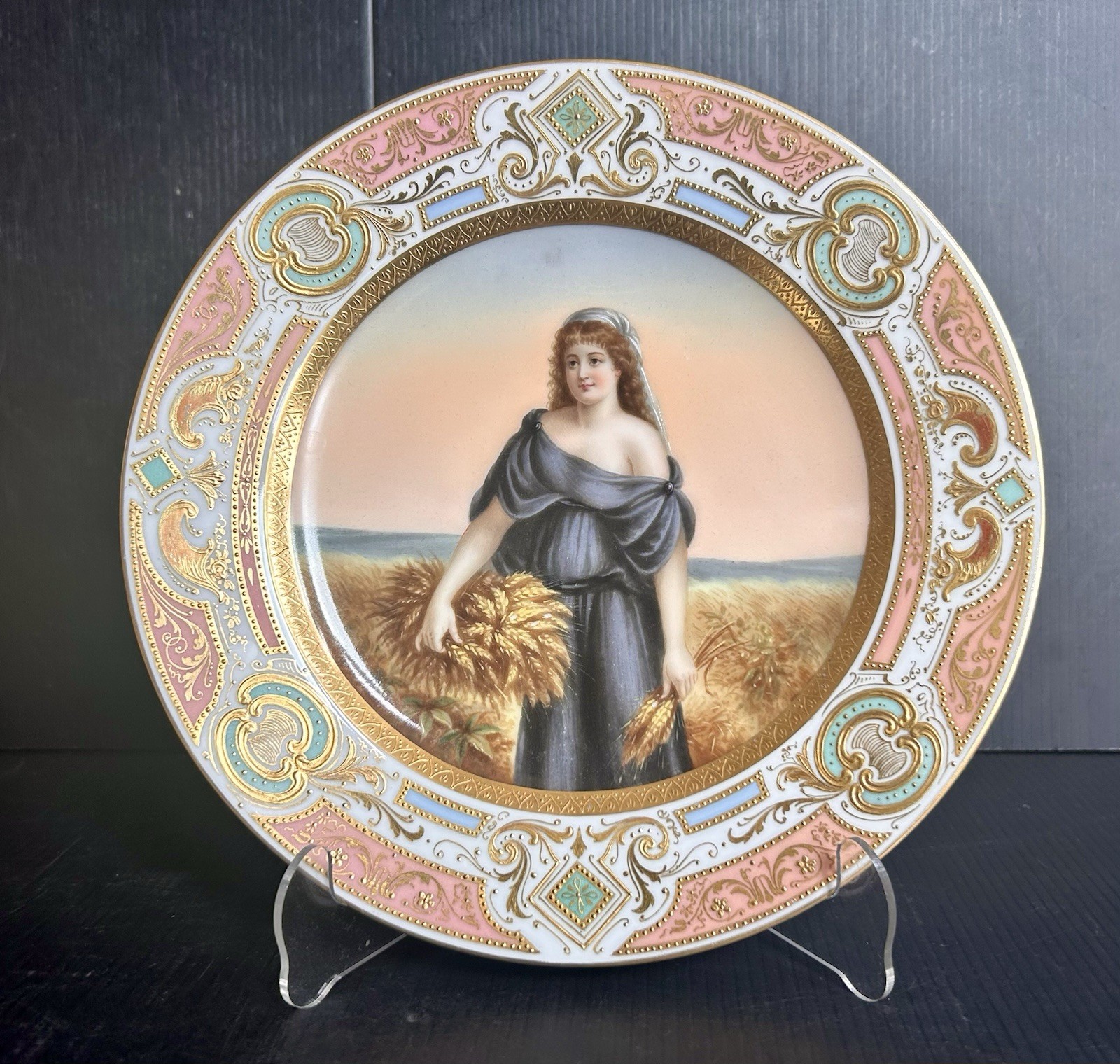 ANTIQUE / VTG ROYAL VIENNA STYLE PORTRAIT PLATE – TITLED “ RUTH”