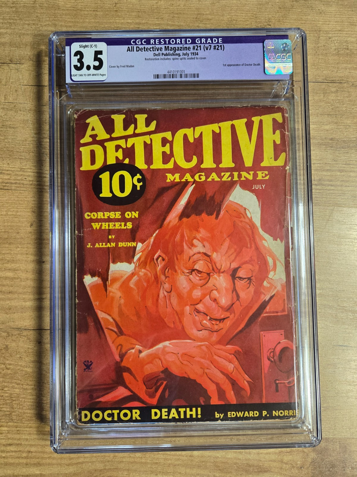 All Detective Pulp Magazine July 1934 CGC 3.5 - First Appearance of Doctor Death