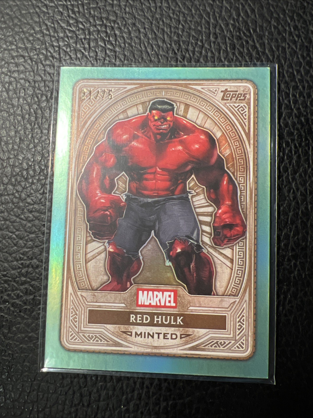 # 2025 Topps Marvel Mint Red Hulk Bronze Minted Teal SSP /75 PACK FRESH NM