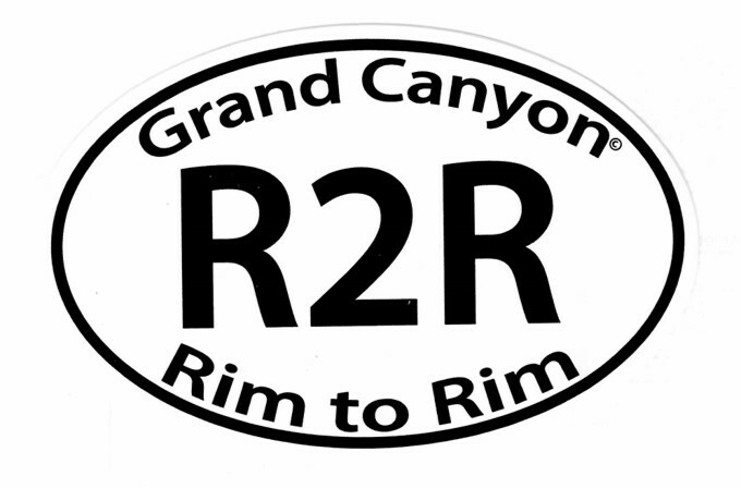 Grand Canyon Rim-to-Rim-to-Rim R2R hike Oval vinyl decal 
