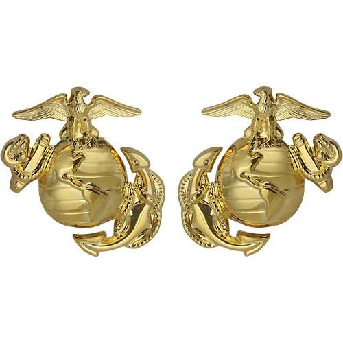 USMC Enlisted Dress Collar Device – 24k Gold Eagle Globe Anchor (EGA) Insignia