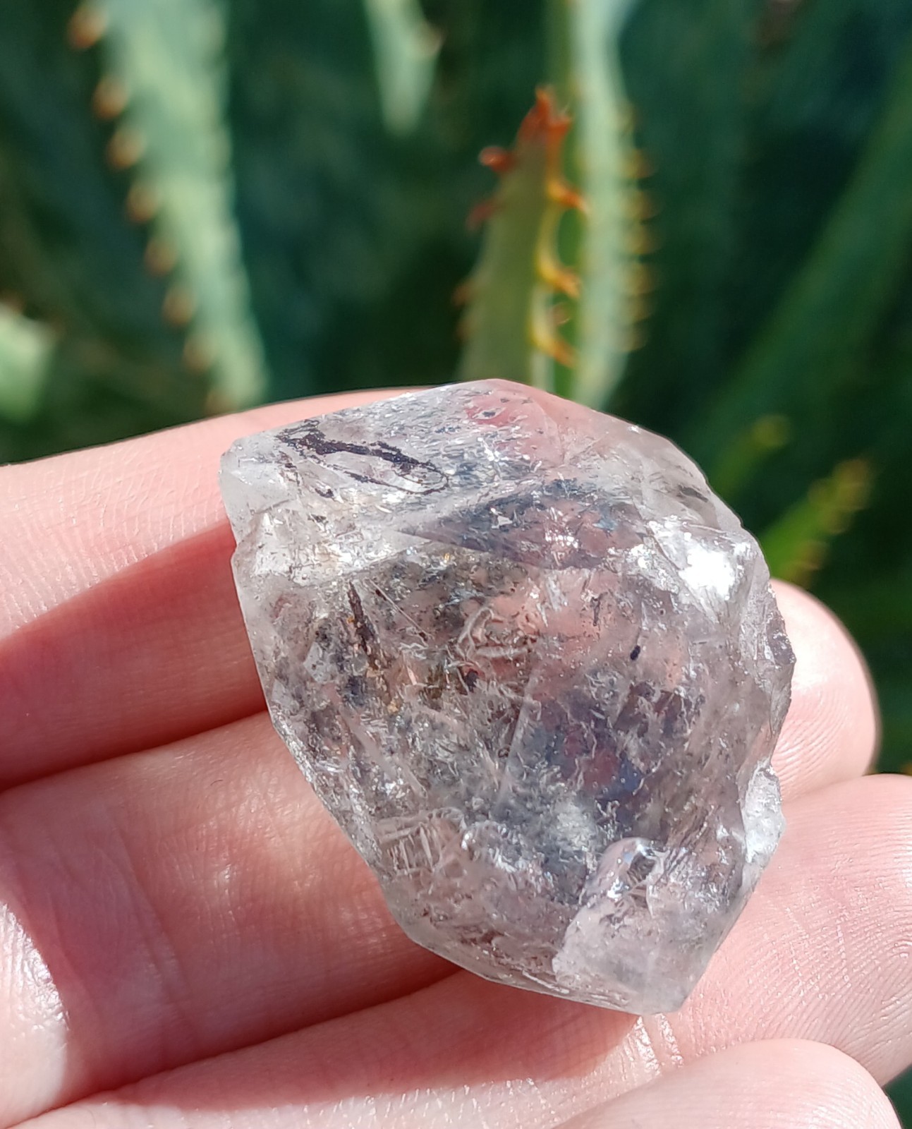 13g Natural Herkimer ENHYDRO Diamond Moving Black Sediment Hydrocarbon Crystal 
