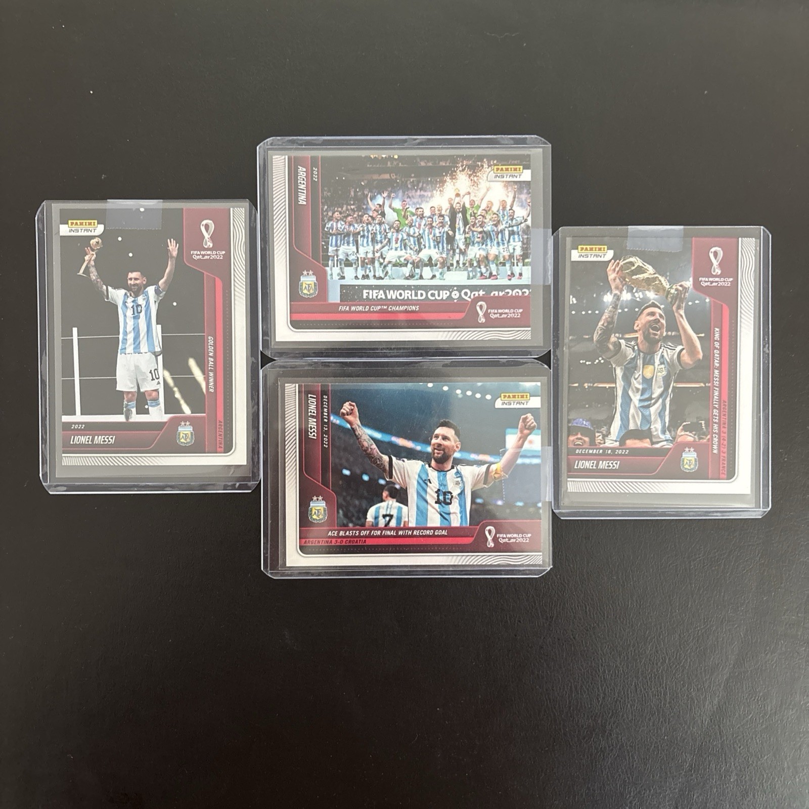 2022 Panini Instant FIFA World Cup Qatar Lionel Messi Argentina 4 Card Lot