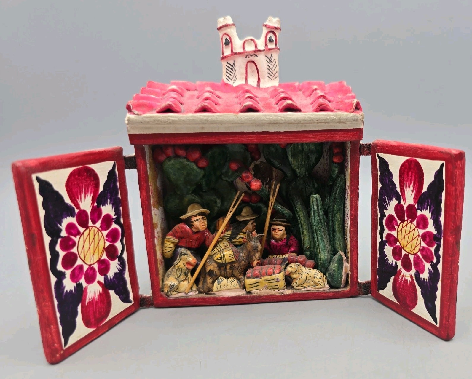 Vintage NICARIO JIMÉNEZ Signed Peruvian Retablo Folk Art Diorama Shadow Box