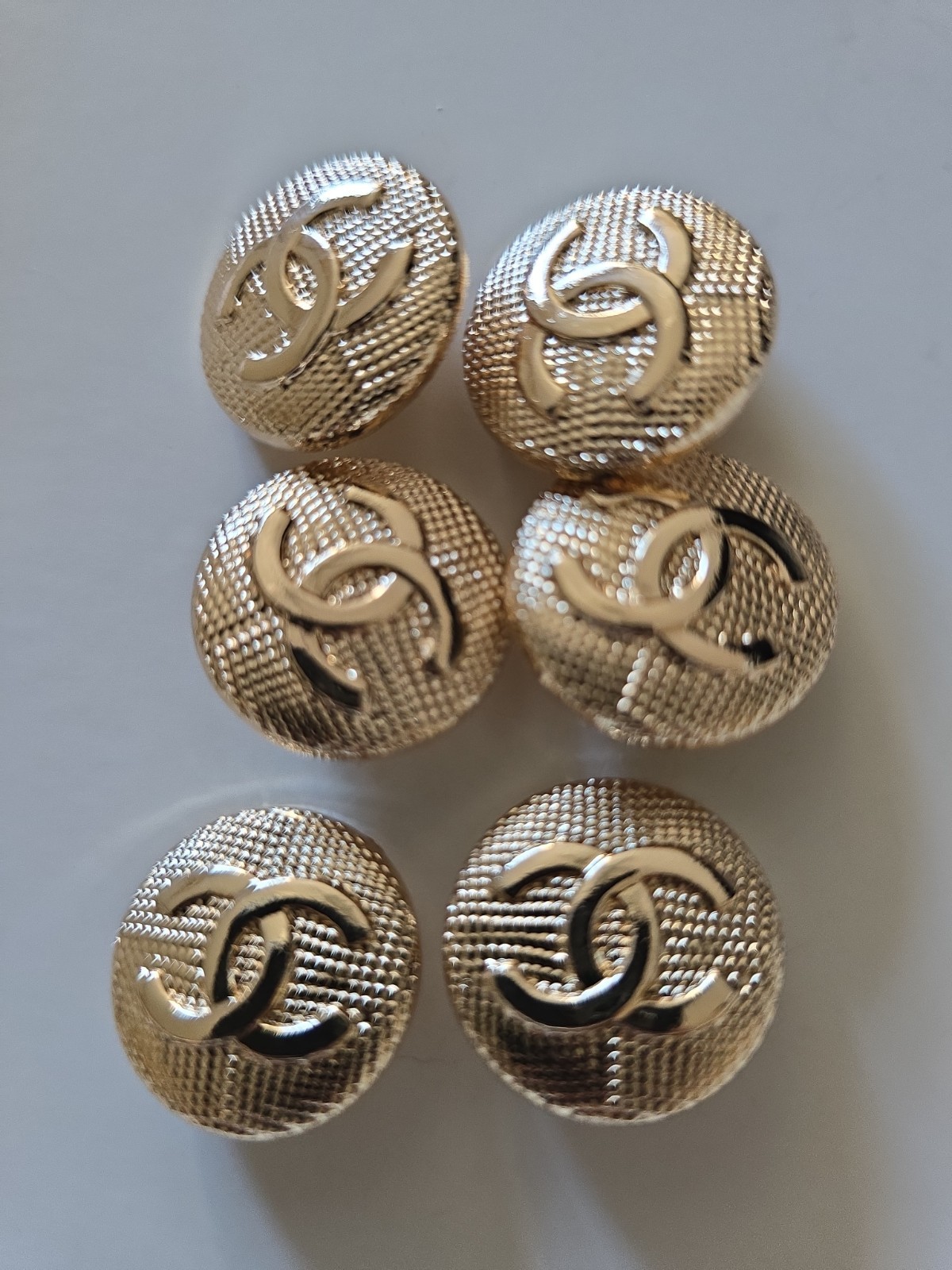 STAMPED Chanel lot of 6 Designer Gold Button Metal 25mm Heavy