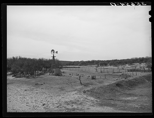 Photo:Menard County Texas 1940 Windmill Stock Water Tank Sheep Goat Ranch