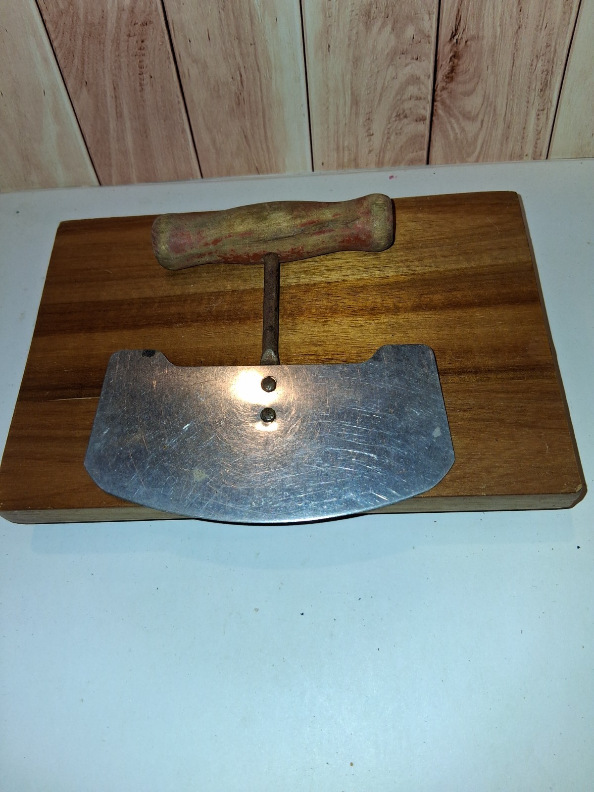 Vintage Antique Mezzaluna Herb Food Chopper Old Farmhouse Kitchen Utensil Gadget