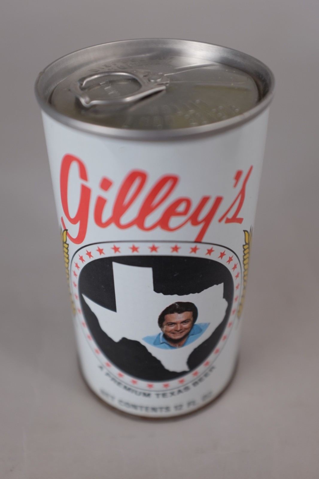 1970s GILLEY'S Premium Beer Can 12 oz. Tab Top TEXAS Spoetzl Brewery Shiner STAR