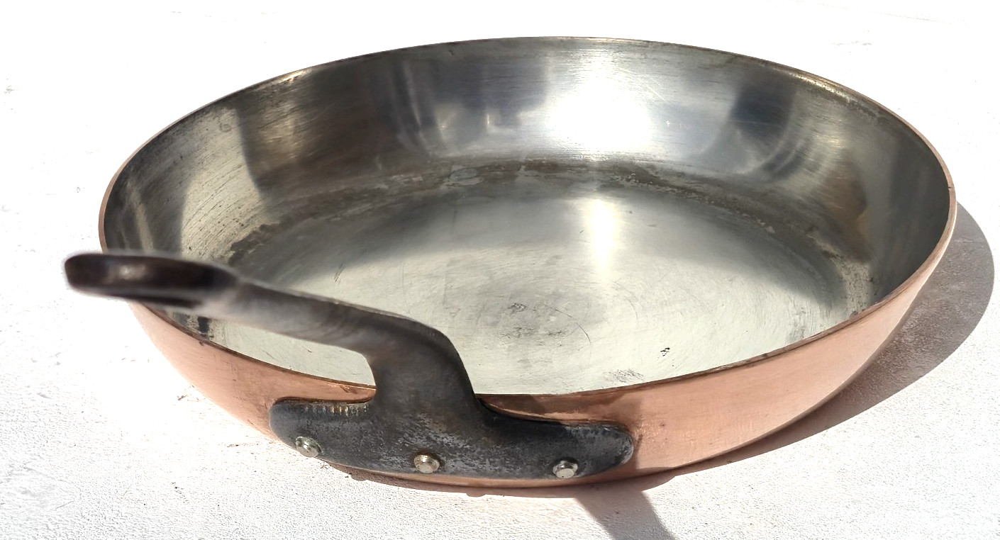 Vintage 11inch French Copper Frying Pan France Stainless Steel Lining 2mm 4lbs