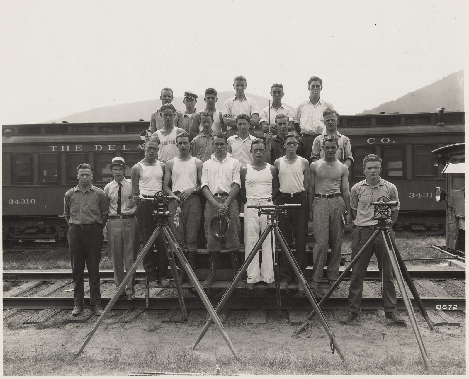 c. 1920's Group of Survey Crew Men Photograph DELAWARE AND HUDSON RAILROAD