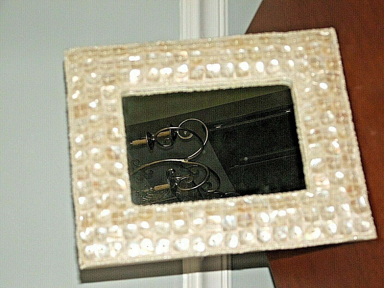 NEW SHELL  BEADED  Jeweled Beaded Picture Frame 8 X 10 Inch