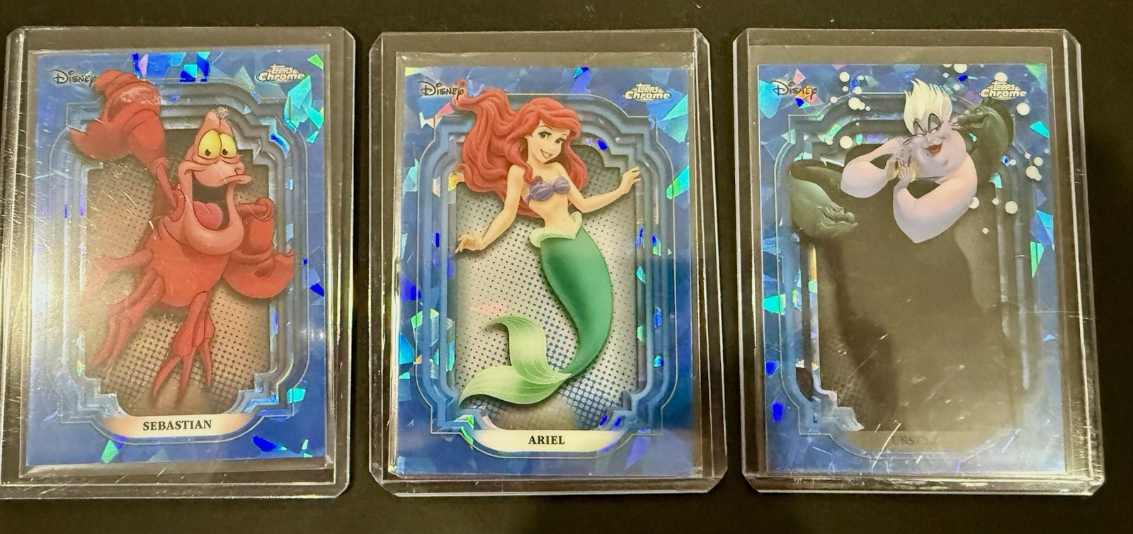 Topps 2024 Chrome Sapphire Disney Little Mermaid Ariel Sebastian Ursula 3 Cards
