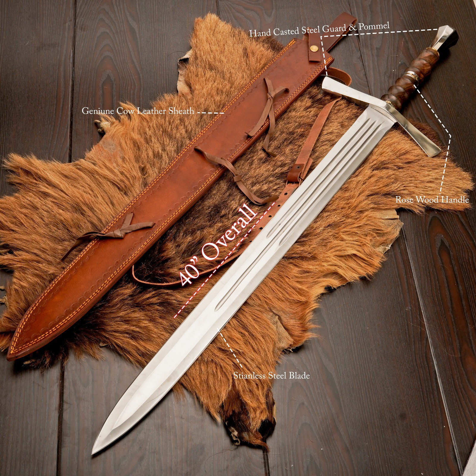 Custom Handmade Stainless Steel Norman Crusader Era Replica Sword, 12th century