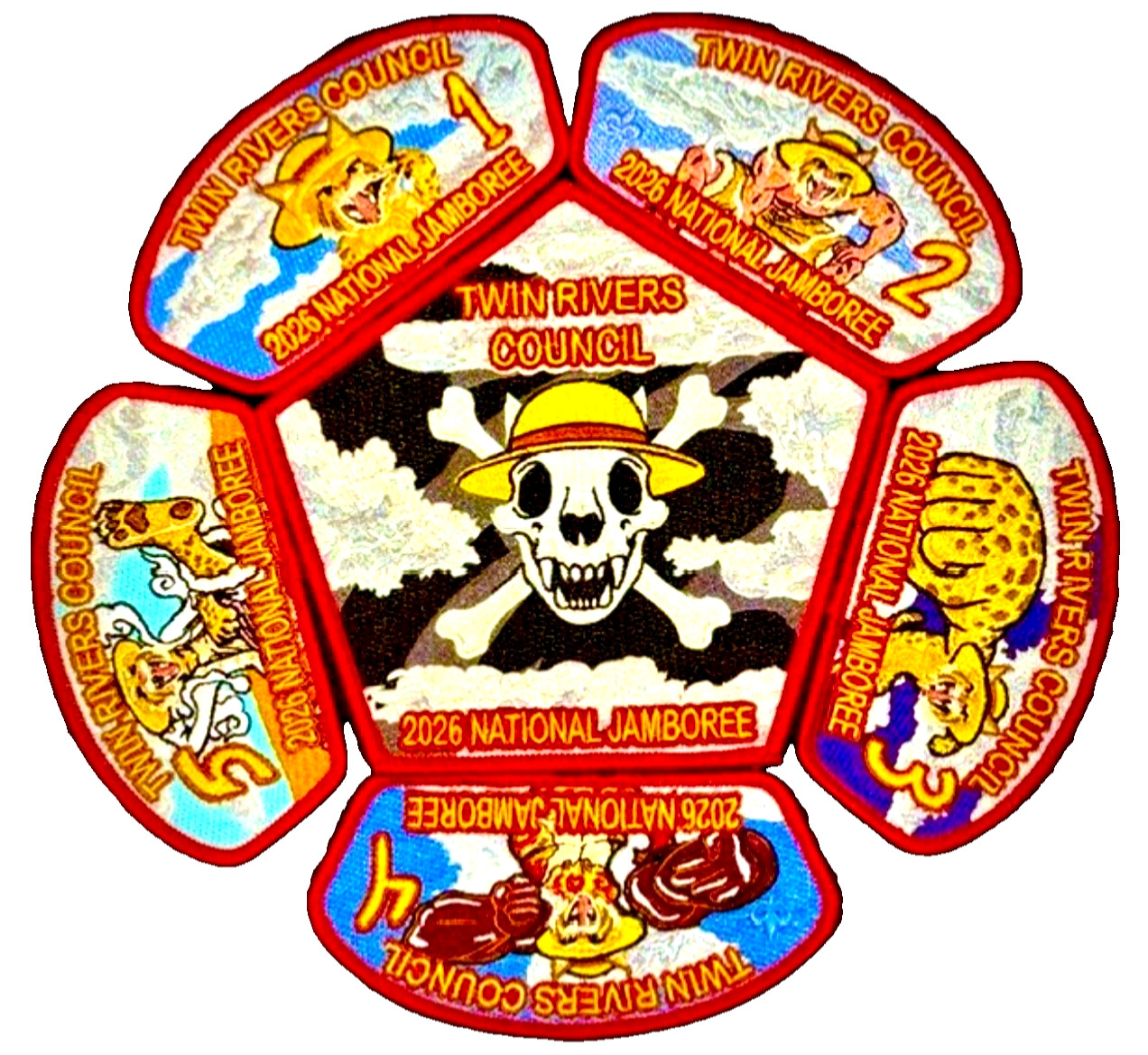 BSA TWIN RIVERS COUNCIL 19 OA KITTAN 2026 JAMBOREE 6-PATCH LUFFY ANIME ONE PIECE