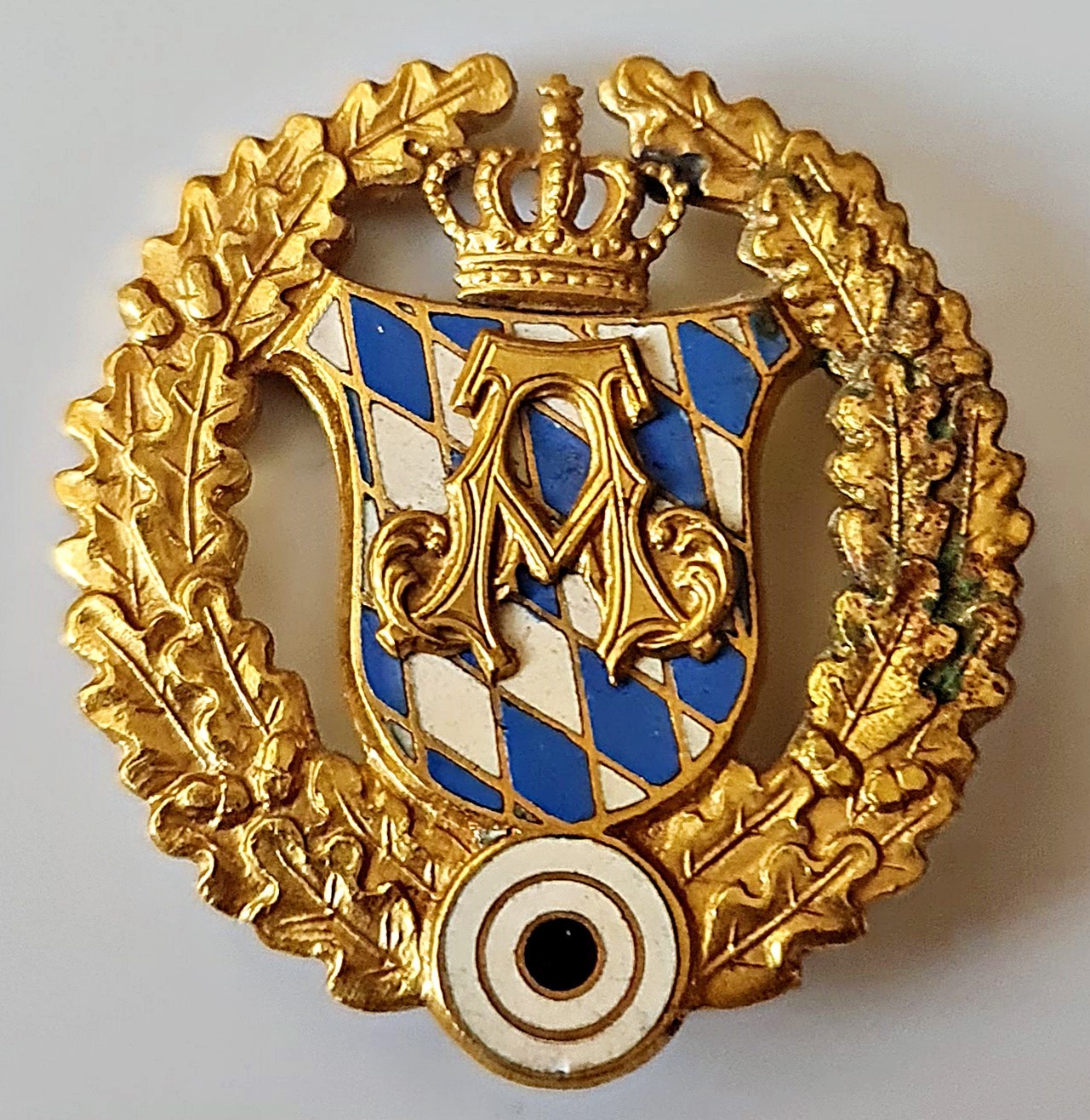 PRINZ ALFONS BAVARIAN SHOOTING BADGE ENAMEL GOLD DIRNDL TRACHTEN OKTOBERFEST PIN