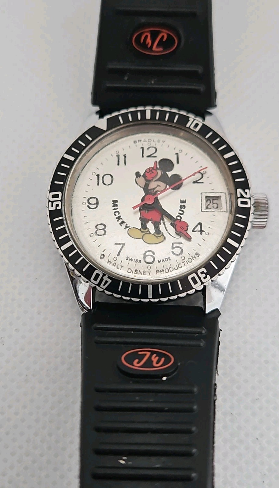 Vintage MICKEY MOUSE Swiss Bradley Diver Style Bezel Watch Works