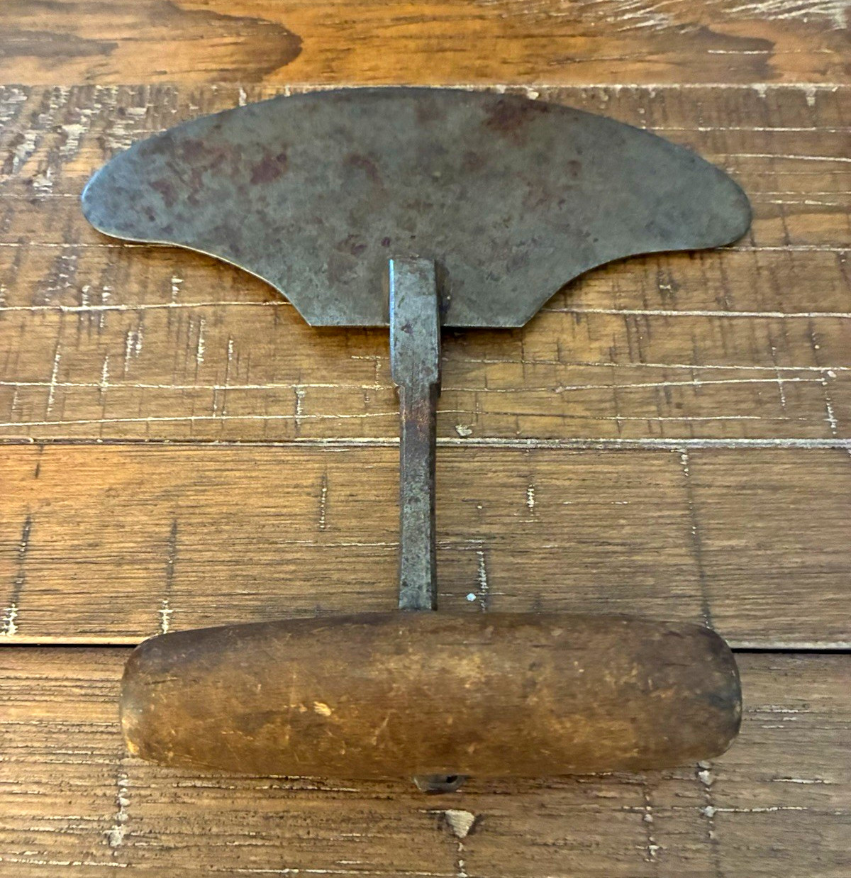 Antique Mezzaluna Herb Chopper Wood Handle Primitive Kitchen Cutter
