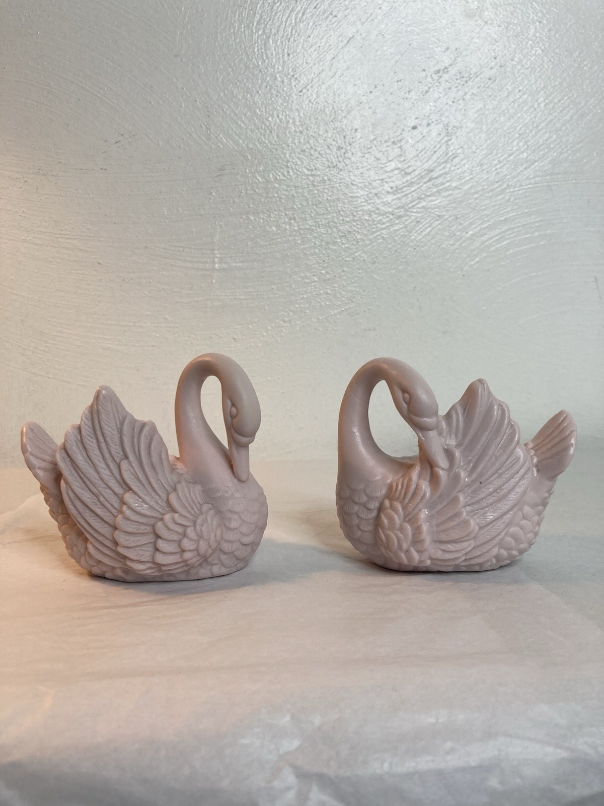 Vintage Pink Swan Lot Of 2 4” Ceramic Maximalist Kitsch Whimsy Pastel Retro
