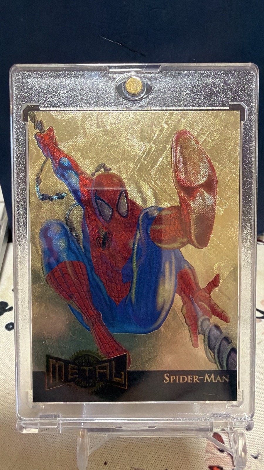1995 Marvel Metal Spider-Man Gold Blaster #12 Rare Vintage Gold Parallel Card