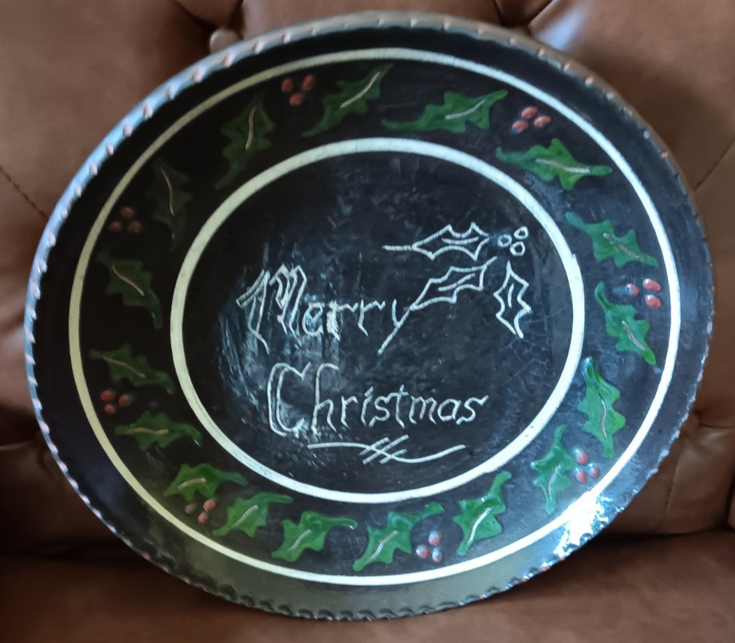 Vintage Turtlecreek Potters David T Smith Redware Christmas Plate Charger Signed