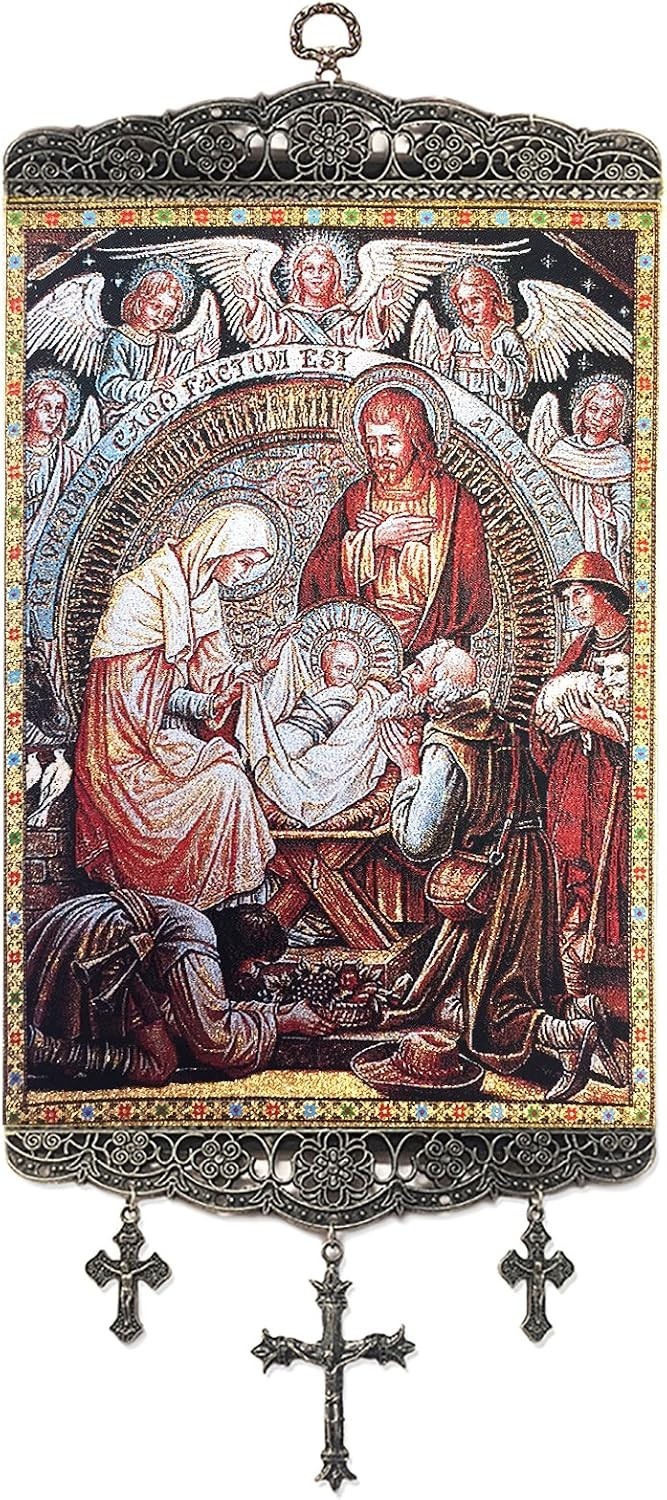 Catholic Orthodox Nativity of Christ Byzantine Tapestry Icon with Crosses 18\