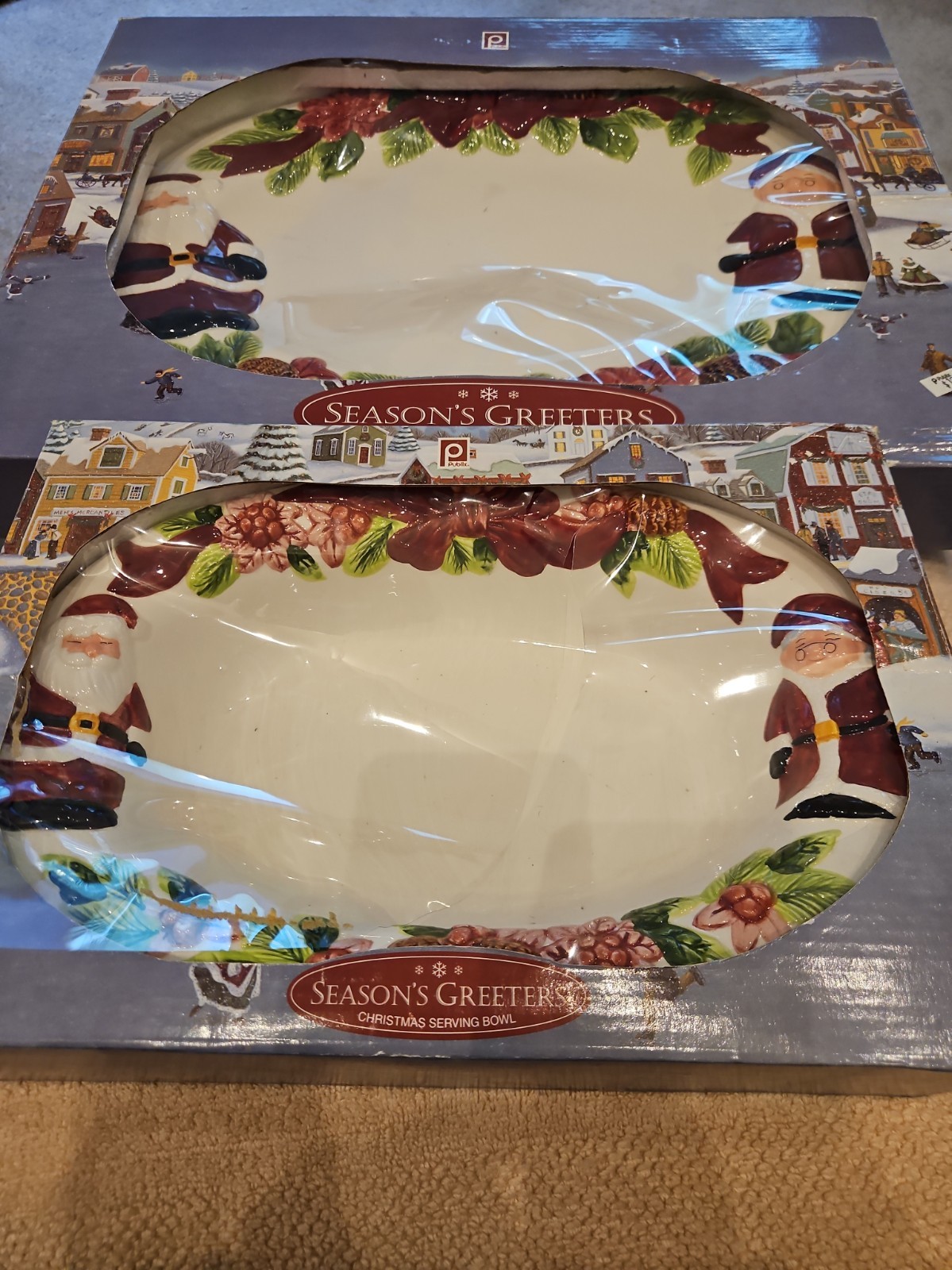 Publix Santa And Mrs Claus Platter And Oval Serving Bowl