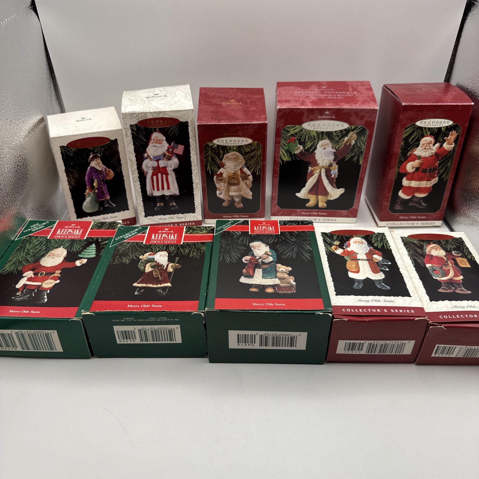 VTG Hallmark Ornaments Merry Olde Santa Complete Series Set of  10 w/boxes