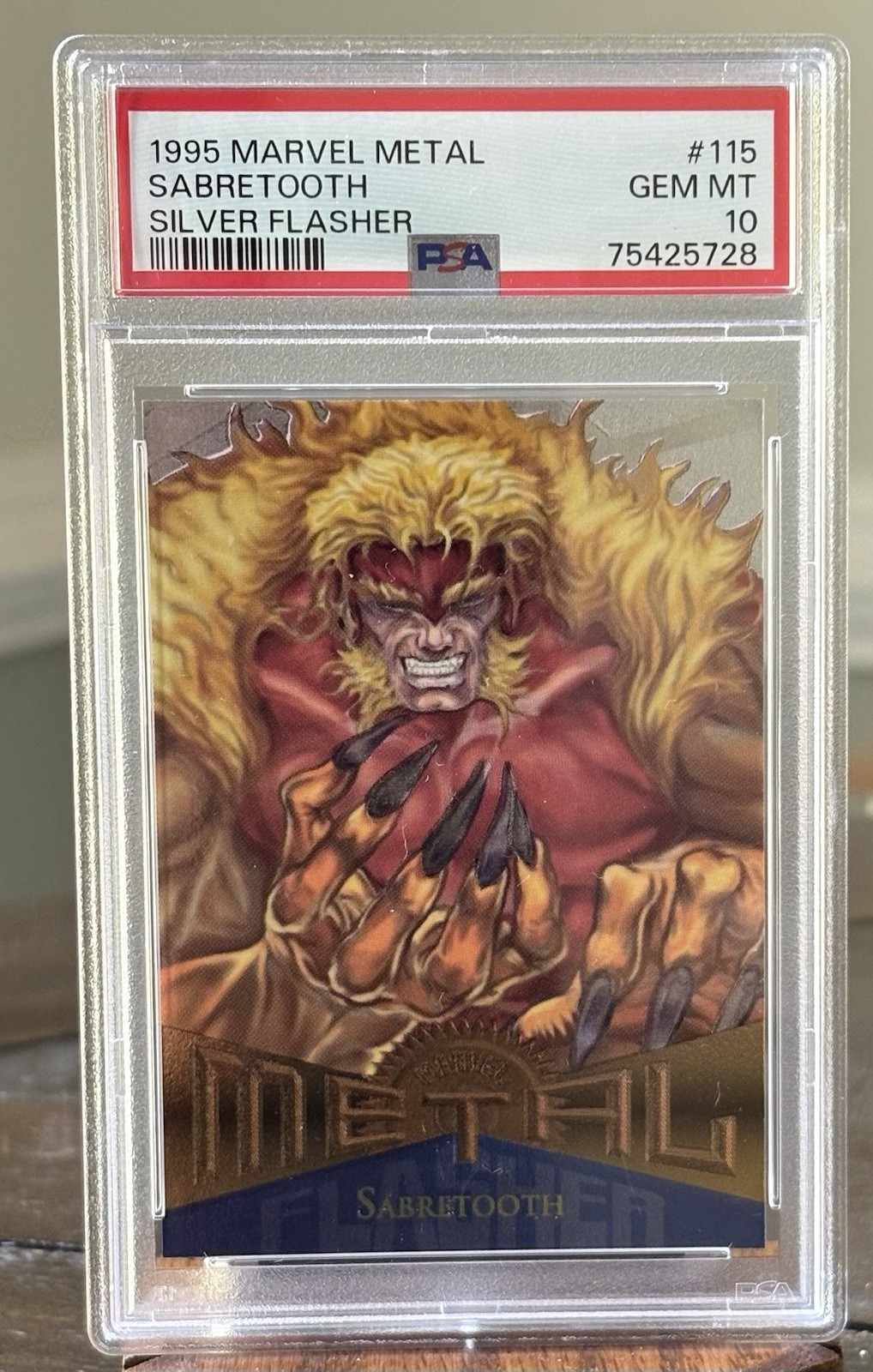 1995 Marvel Metal #115 Sabretooth Silver Flasher Low Pop (6)  GEM MINT PSA 10