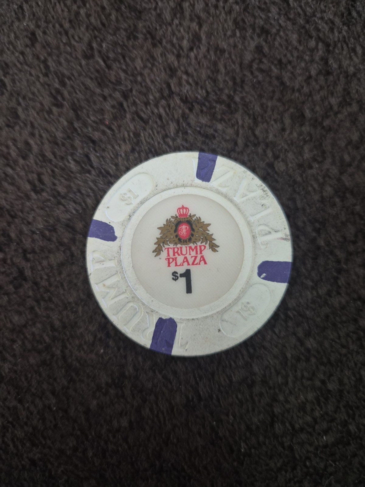 1.00 Chip from the Trump Plaza Casino Atlantic City New Jersey 4 Blue