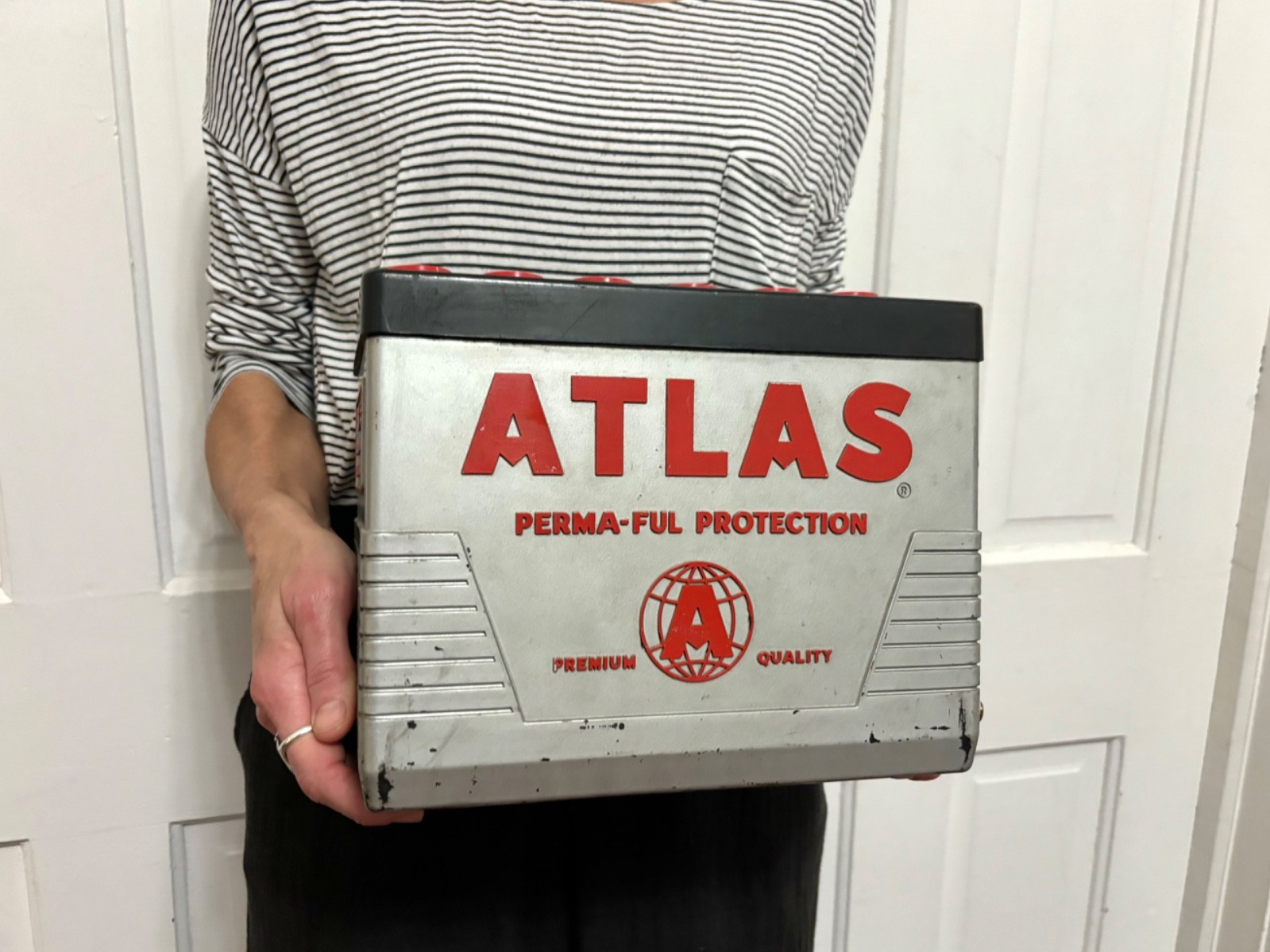Vtg ATLAS Battery Perma-Ful Protection Service Gas Oil Station Display Sign