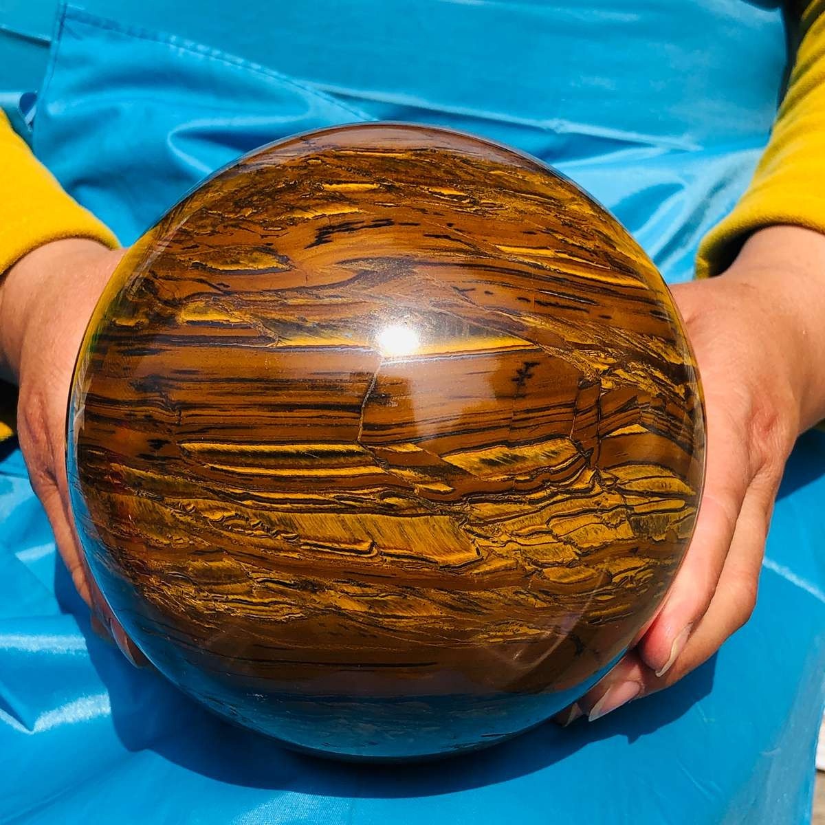 9.68LB Natural Tiger's Eye Ball Quartz Crystal Sphere Gem Mineral Specimen Heals