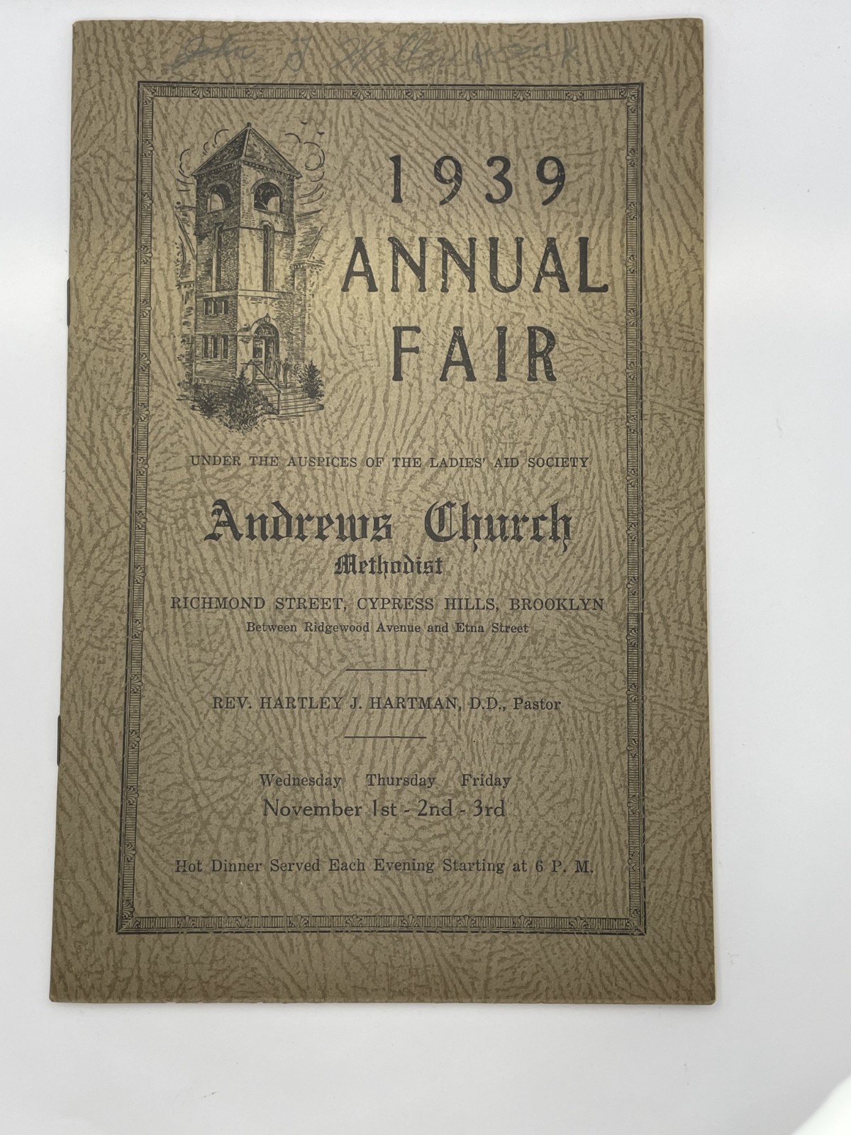 1939 Annual Fair Andrews Methodist Church Brooklyn NY Advertising Booklet