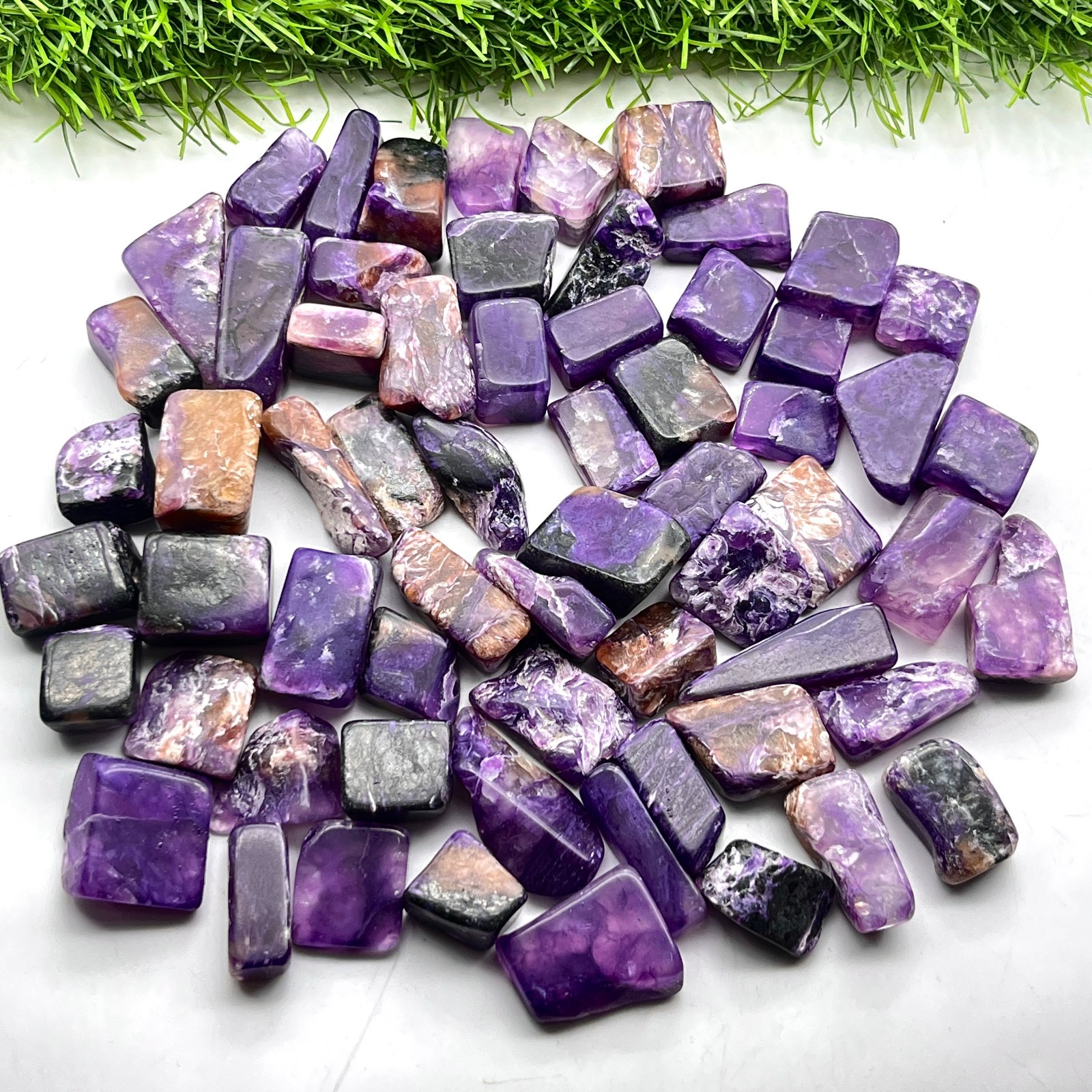 Natural Purple Charoite Gemstone Raw Polished Stone Size 24-17mm