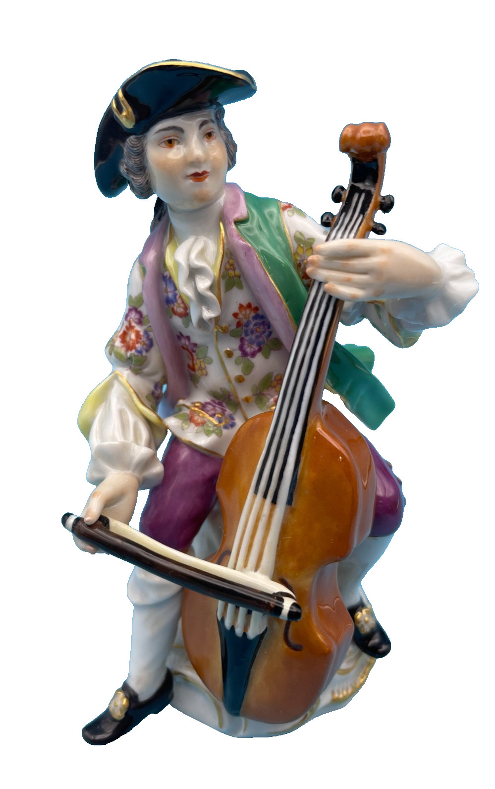 Beautiful Meissen Germany Cross Swords Victorian Man Playing the Base