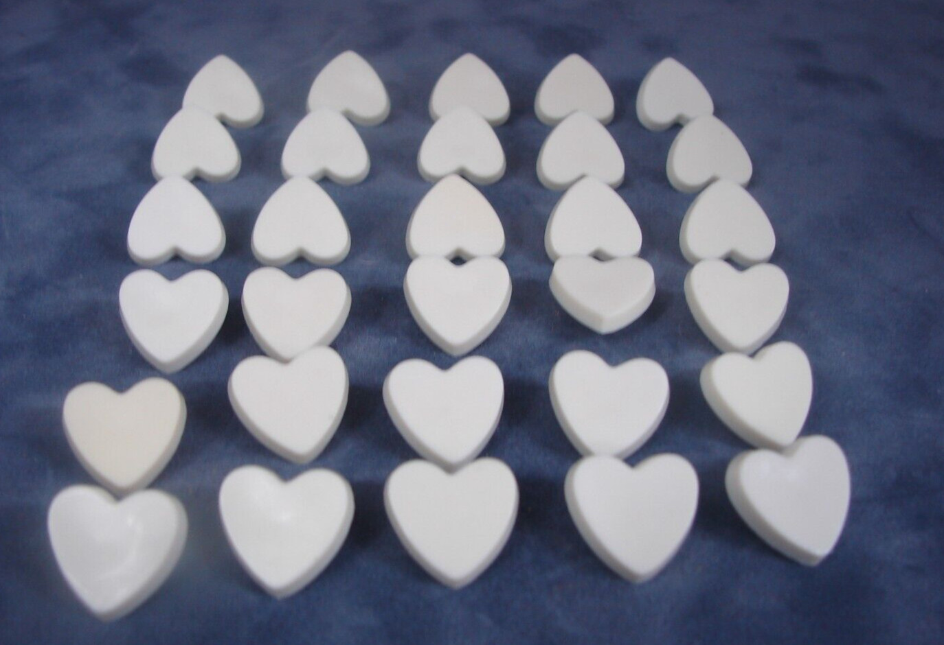Vtg. Novelty Plastic White Hearts 30 Pcs. Button Set With Shanks Crafts Sewing