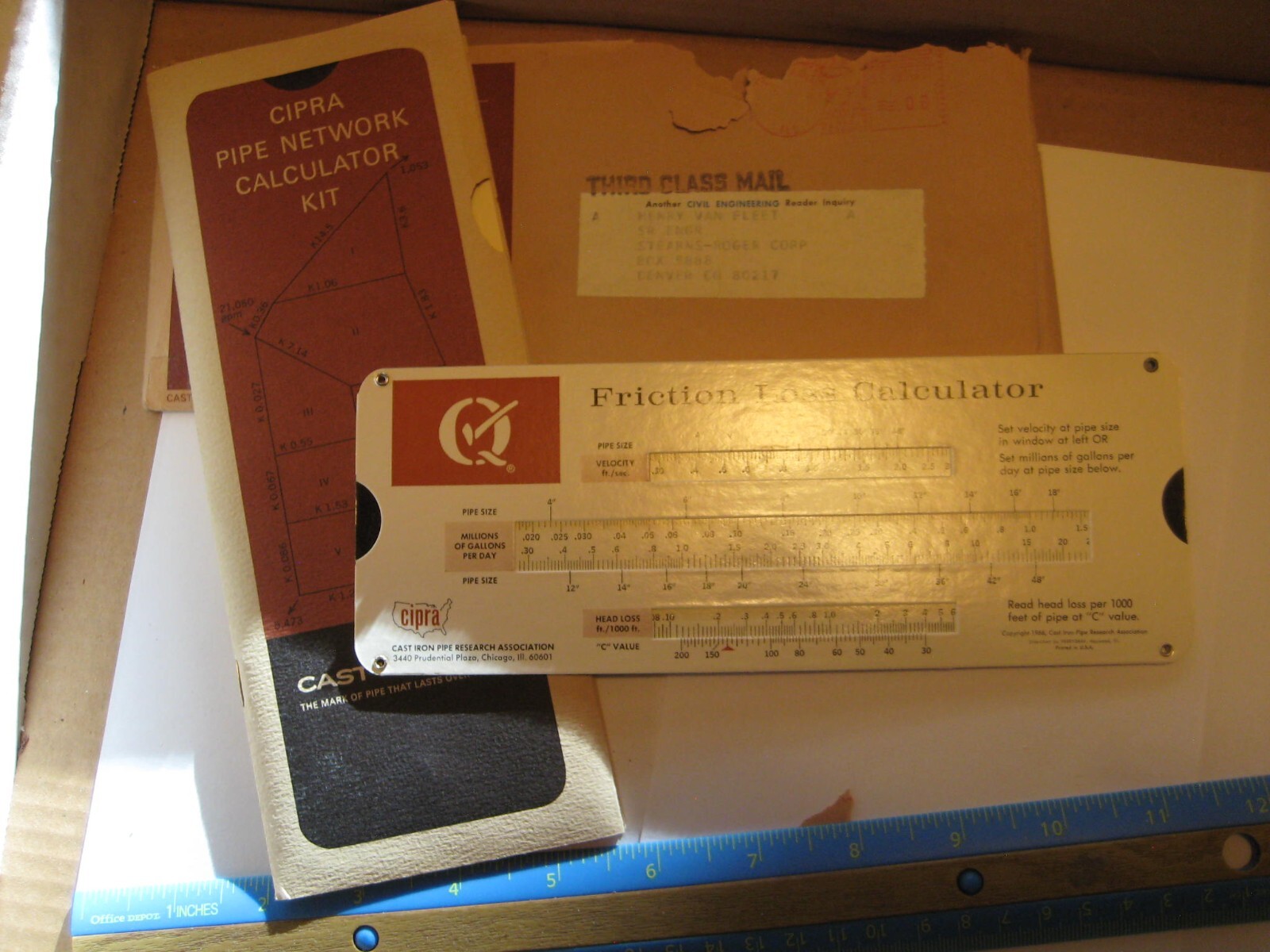 Vintage CIPRA Pipe Network Calculator c. 1966 Perrygraf Slide Chart USA #1